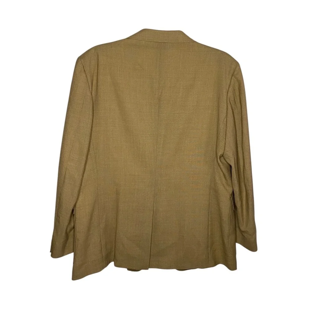 Stafford American Collection Mens Beige Gold Button Worsted Wool Sport Coat 46R